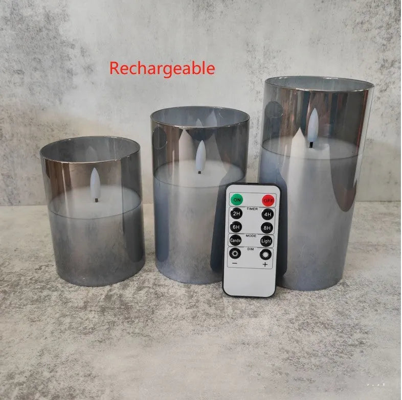 Electroplated Glass LED Electronic Candle Lights Wholesale Rechargeable - Enfance-Heureuse