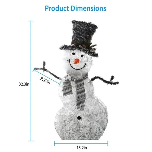 LED Christmas Snowman Decoration Light Collapsible Battery Operated - Enfance-Heureuse