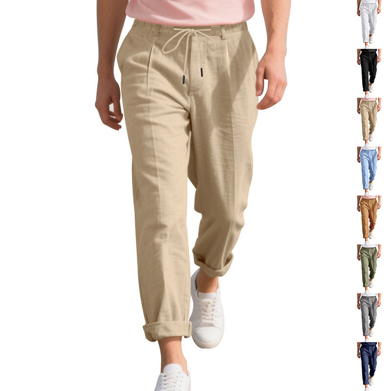 American Linen Men's Casual Pants Summer Loose Straight - Enfance-Heureuse