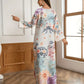 Robe caftan longue élégante à imprimé floral