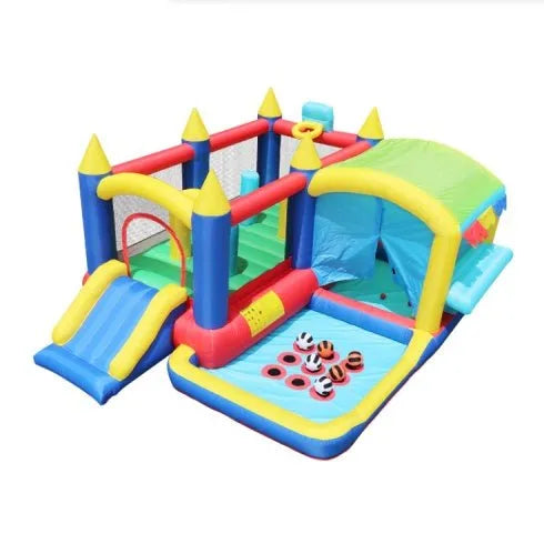 7 In 1 Inflatable Bounce House, Bouncy House With Ball Pit For Kids Indoor Outdoor Party Family Fun, Obstacles, Toddler Bouncy Castle With Ball Pit For Birthday Party Gifts - Enfance-Heureuse