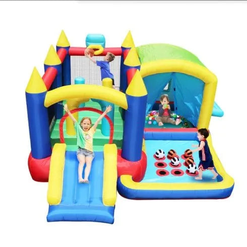 7 In 1 Inflatable Bounce House, Bouncy House With Ball Pit For Kids Indoor Outdoor Party Family Fun, Obstacles, Toddler Bouncy Castle With Ball Pit For Birthday Party Gifts - Enfance-Heureuse