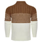 Men's Casual Color Block Long Sleeve Cable Knit Pullover Sweater - Enfance-Heureuse
