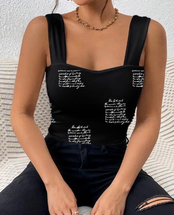 Ladies' V-neck Printed Fashionable Casual Camisole Vest - Enfance-Heureuse