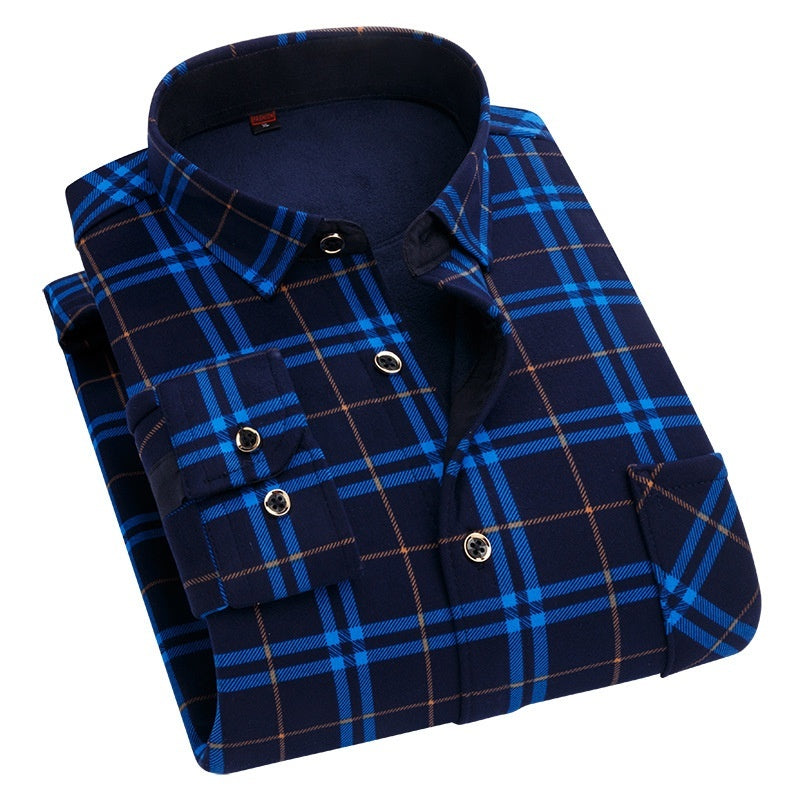Thickened Velvet Padded Shirt Thermal Plaid - Enfance-Heureuse