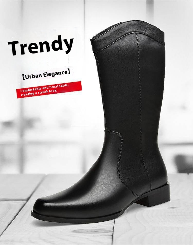 Men's Pointed Toe Business High-top Leather Boots - Enfance-Heureuse