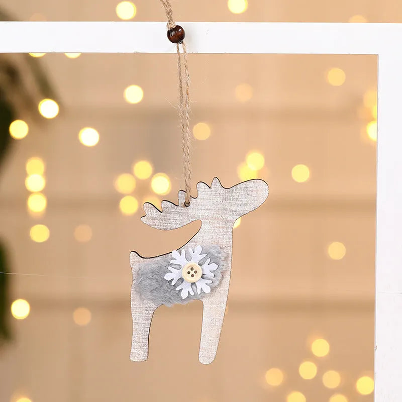 Christmas Tree Wooden Plush Decoration Pendant - Enfance-Heureuse