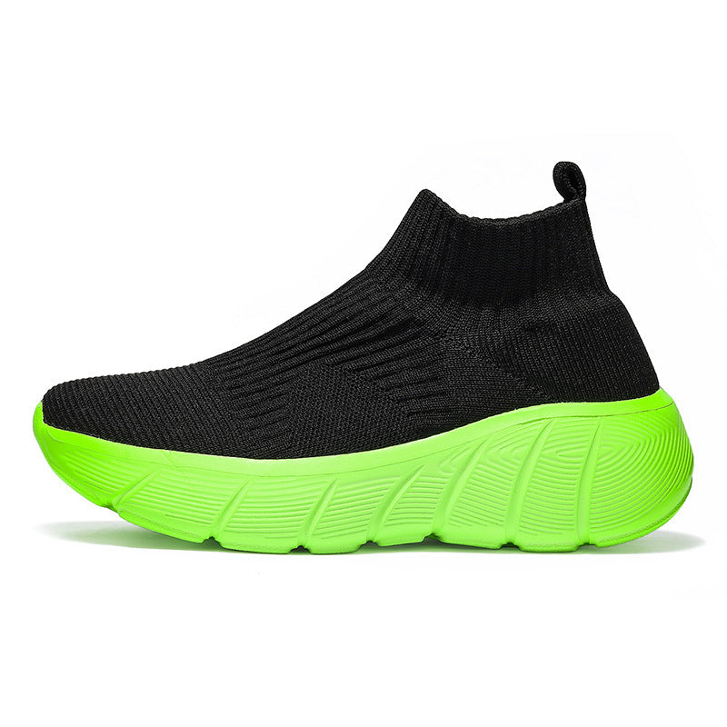 Couple High-top Flying Woven Shoes Casual Trend Men's Shoes Slip-on - Enfance-Heureuse