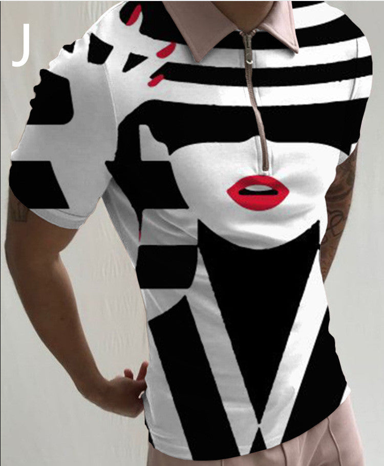 Shirts For Men Face Art Print Short Sleeve Tshirts Streetwear Mens - Enfance-Heureuse