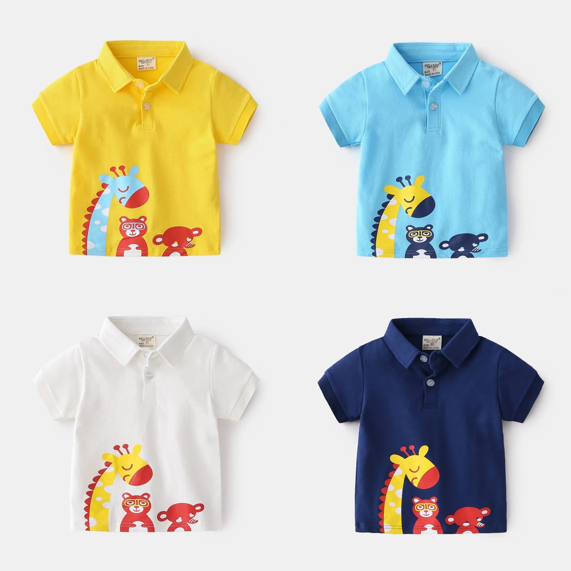 Unhooded Casual Cute Cartoon Animal Boy T Shirt - Enfance-Heureuse