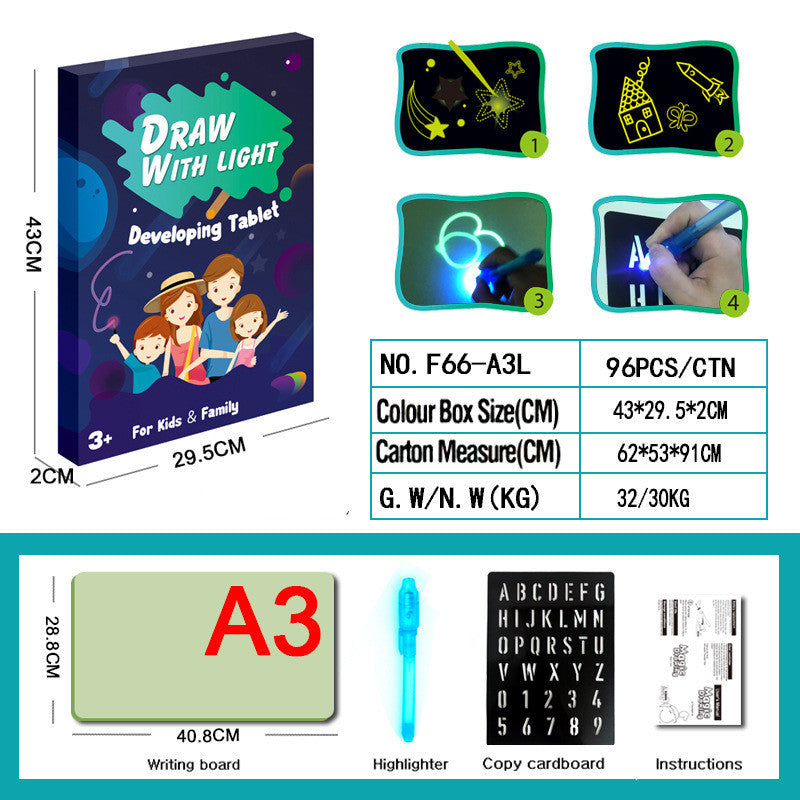 Educational Toy Drawing Pad 3D Magic 8 Light Effects Puzzle Board Sketchpad - Enfance-Heureuse