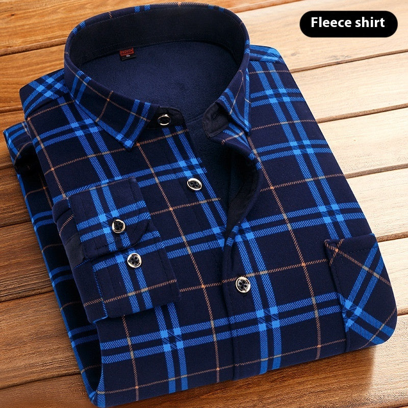 Thickened Velvet Padded Shirt Thermal Plaid - Enfance-Heureuse