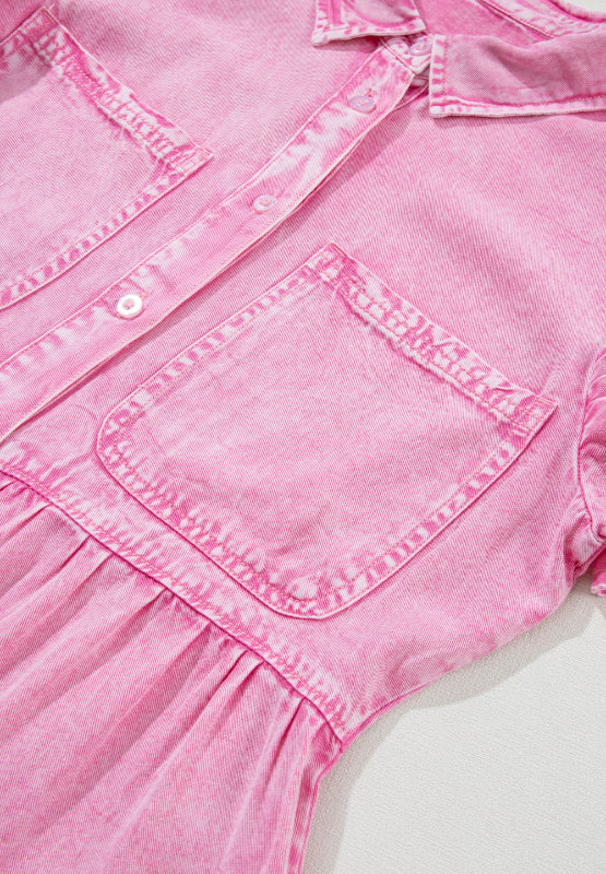 Minivestido vaquero con cuello abotonado