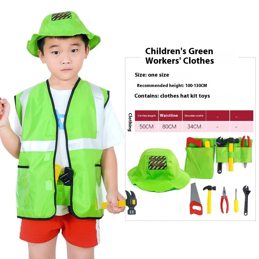 Ropa de rendimiento para niños: bombero, trabajador, juego de rol profesional
