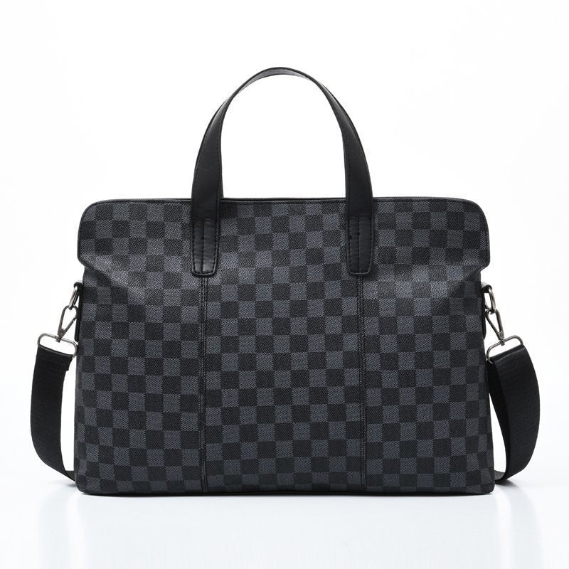 Atmospheric Plaid Business Handbag Horizontal Shoulder Messenger - Enfance-Heureuse