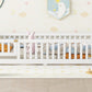 Twin Size Bed Floor Bed With Safety Guardrails And Door For Kids, White - Enfance-Heureuse