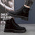 Mens Winter Boots Chunky Mid Heel Shoes Fashion Ankle Boots - Enfance-Heureuse