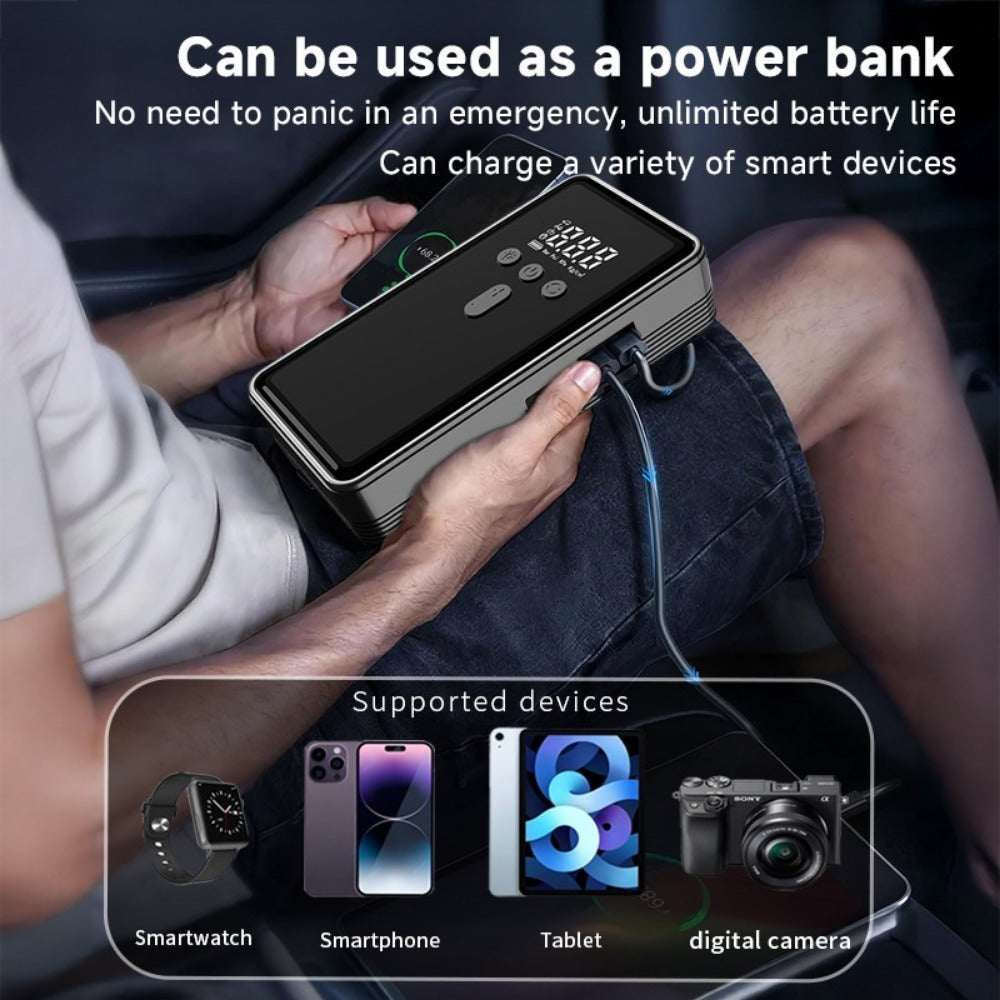 Car Battery Starter With Air Compressor 12V 2000A Car Battery Starter Digital Tire Inflator - Enfance-Heureuse