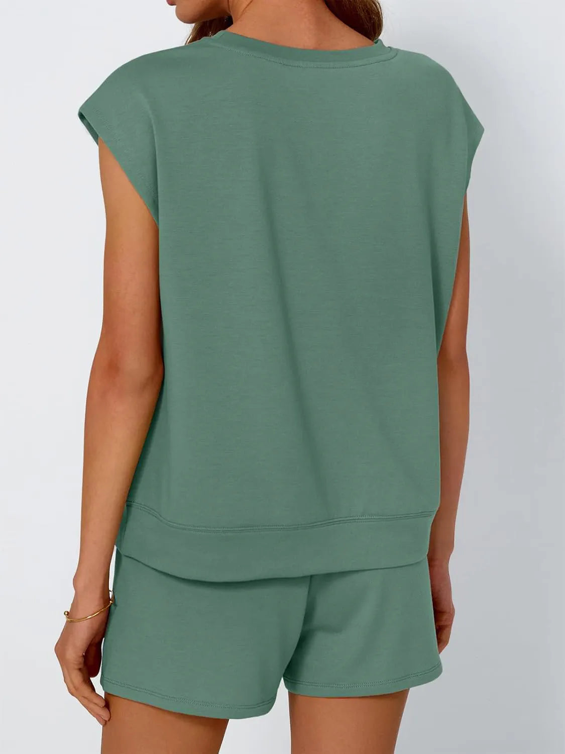 Round Neck Cap Sleeve Top and Shorts Set - Enfance-Heureuse