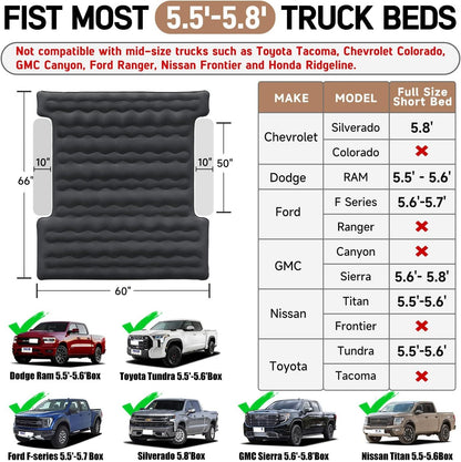 Truck Bed Air Mattress For 5.5-5.8ft Short Beds, Easily Inflates And Deflates With Built-In Rechargeable Air Pump Camping Bed Outdoor Mattress - Enfance-Heureuse