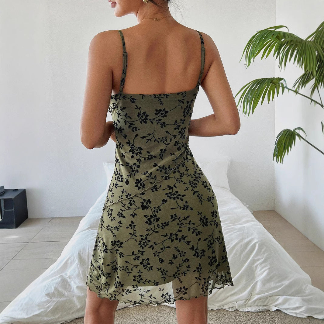 Elegant Sexy Floral Slim Strap Dress - Enfance-Heureuse