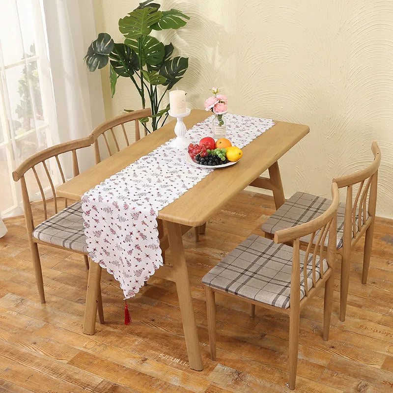 Christmas Snowflake Leaves Table Runner Table Decoration Decorations - Enfance-Heureuse