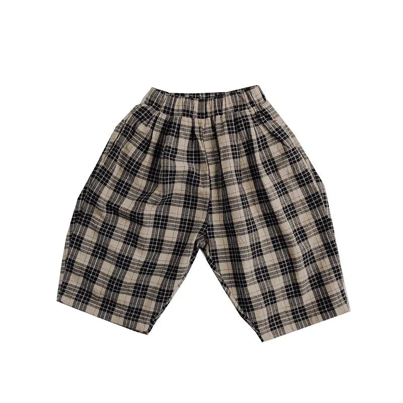 Coréen Enfants Enfants de Plaid Pantalon Carotte - Enfance-Heureuse