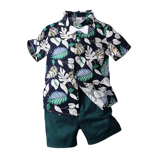 Two-piece boy short sleeve printed shirt - Enfance-Heureuse