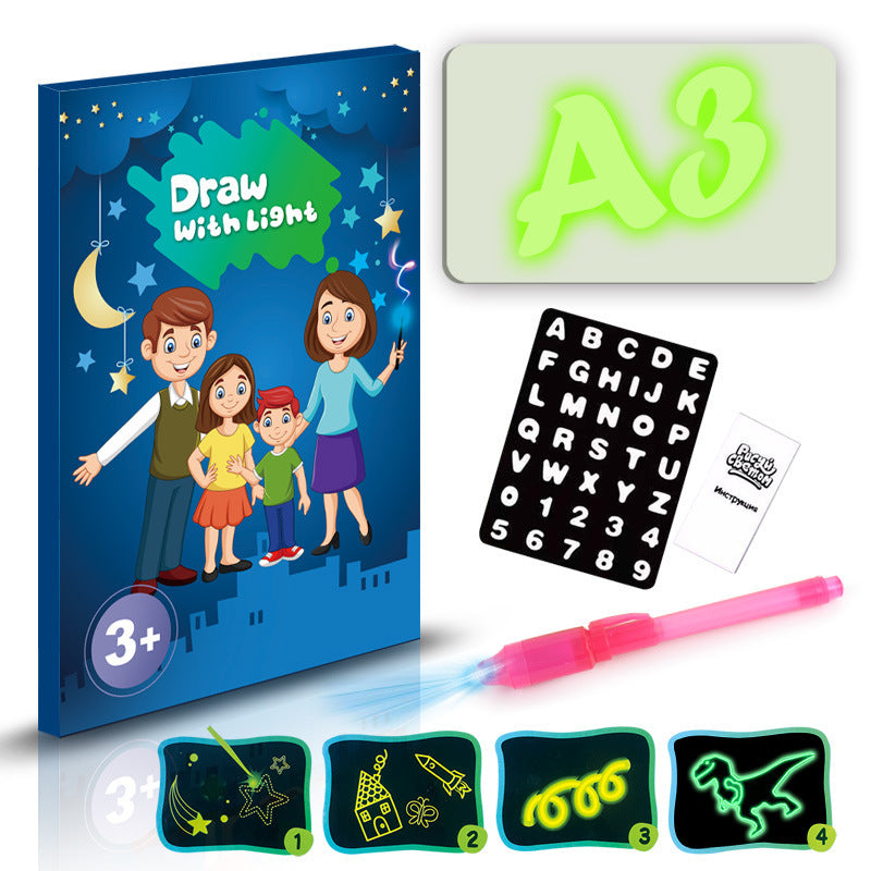 Educational Toy Drawing Pad 3D Magic 8 Light Effects Puzzle Board Sketchpad - Enfance-Heureuse