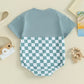 Baby Summer Jumpsuit Waffle Patchwork Pocket Short Sleeve - Enfance-Heureuse
