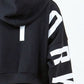 American Bazi Letter Graphic Long Sleeve Drawstring Cropped Hoodie