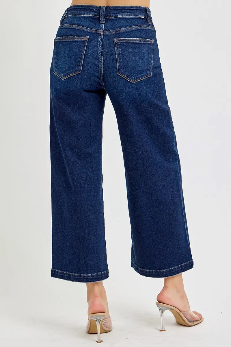 RISEN High Rise Crop Wide Jeans - Enfance-Heureuse