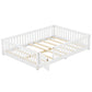 Full Size Bed Floor Bed With Safety Guardrails And Door For Kids, White - Enfance-Heureuse