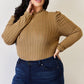 Basic Bae Full Size Ribbed Mock Neck Puff Sleeve T-Shirt - Enfance-Heureuse