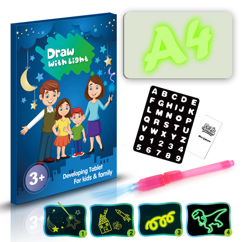 Educational Toy Drawing Pad 3D Magic 8 Light Effects Puzzle Board Sketchpad - Enfance-Heureuse