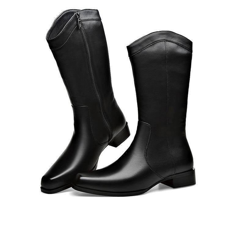 Men's Pointed Toe Business High-top Leather Boots - Enfance-Heureuse