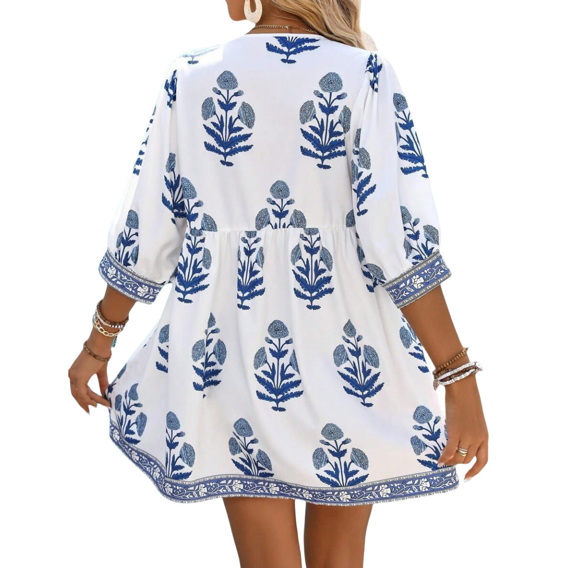 Summer Women's Casual Plant Printing Festival Holiday Dress - Enfance-Heureuse