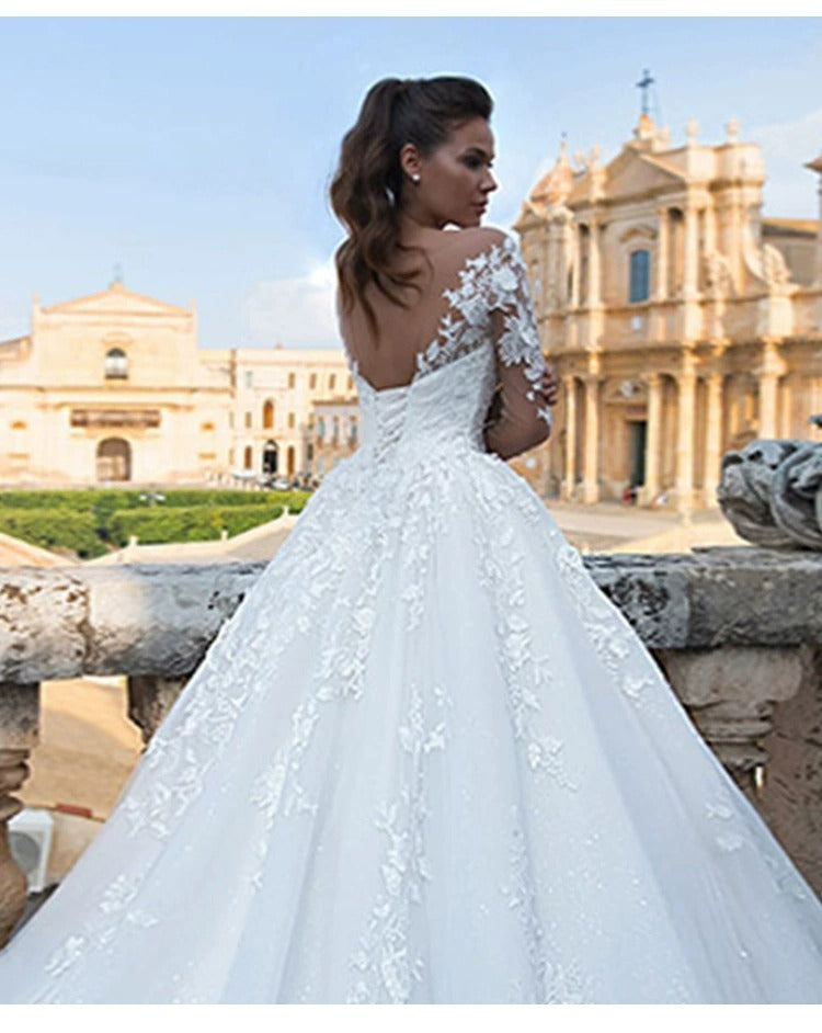 Retro Thin V-neck Long Sleeve Dress - Enfance-Heureuse