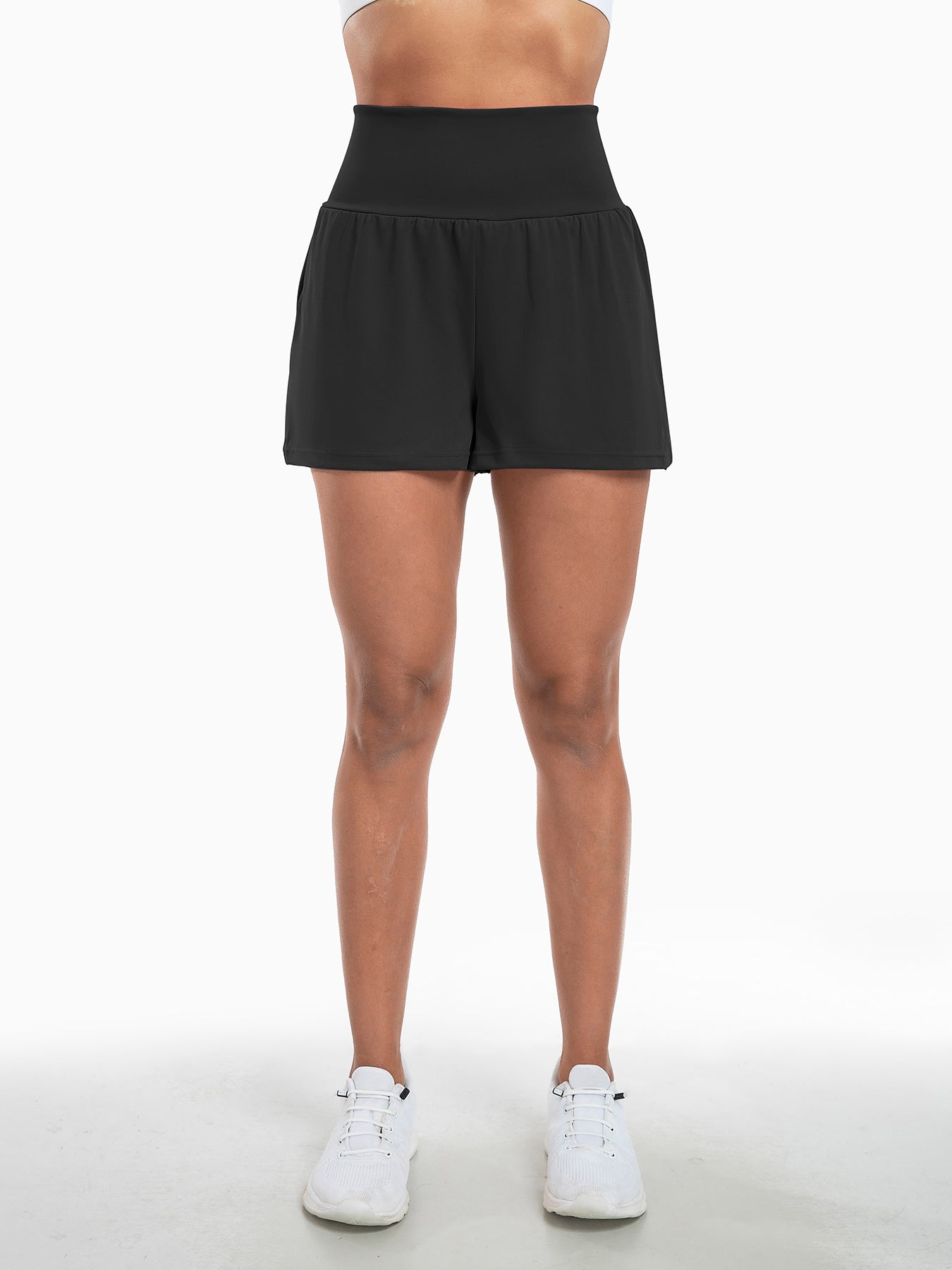 Sports Yoga Shorts High Waist Fake Two-Piece Outdoor Fitness Pants Invisible Dungarees Breathable Quick-Drying Training Wear - Enfance-Heureuse