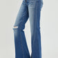 RISEN Full Size High Rise Front Slit Frayed Hem Flare Jeans - Enfance-Heureuse
