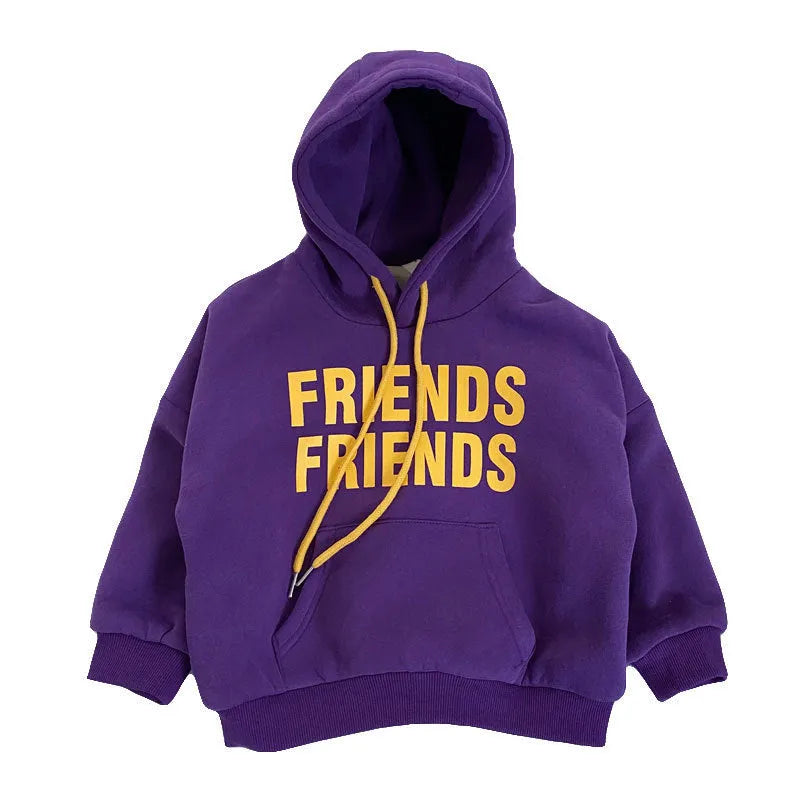 Enfants D'hiver de Couleur Lettres Rembourré À Capuchon Chandail - Enfance-Heureuse