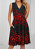 Ladies' V-neck Heart-shaped Printed Casual Off Shoulder Dress - Enfance-Heureuse