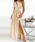 Women's One Shoulder High Split Cutout Sleeveless Elegant Sexy Cocktail Maxi Dress - Enfance-Heureuse
