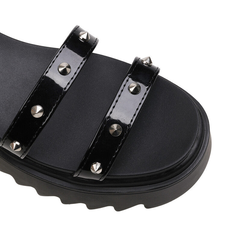 Thick Sole Mid Heel Martin Boots - Enfance-Heureuse