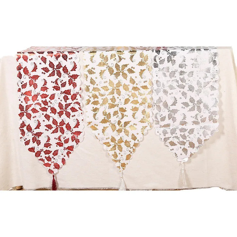 Christmas Snowflake Leaves Table Runner Table Decoration Decorations - Enfance-Heureuse