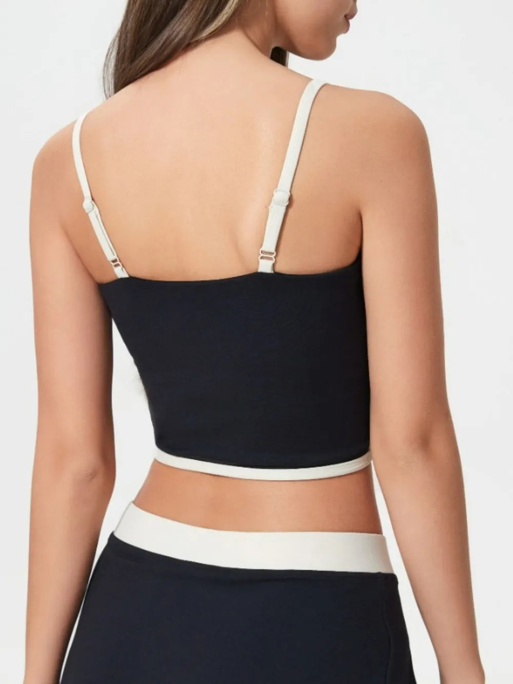 Millennia Contrast Trim Square Neck Active Cami with Detachable Chest Pads - Enfance-Heureuse