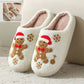 Christmas Snowflake Gingerbread Slippers Winter Indoor Non-slip Floor Bedroom Fuzzy House Shoes For Women Home Slippers - Enfance-Heureuse