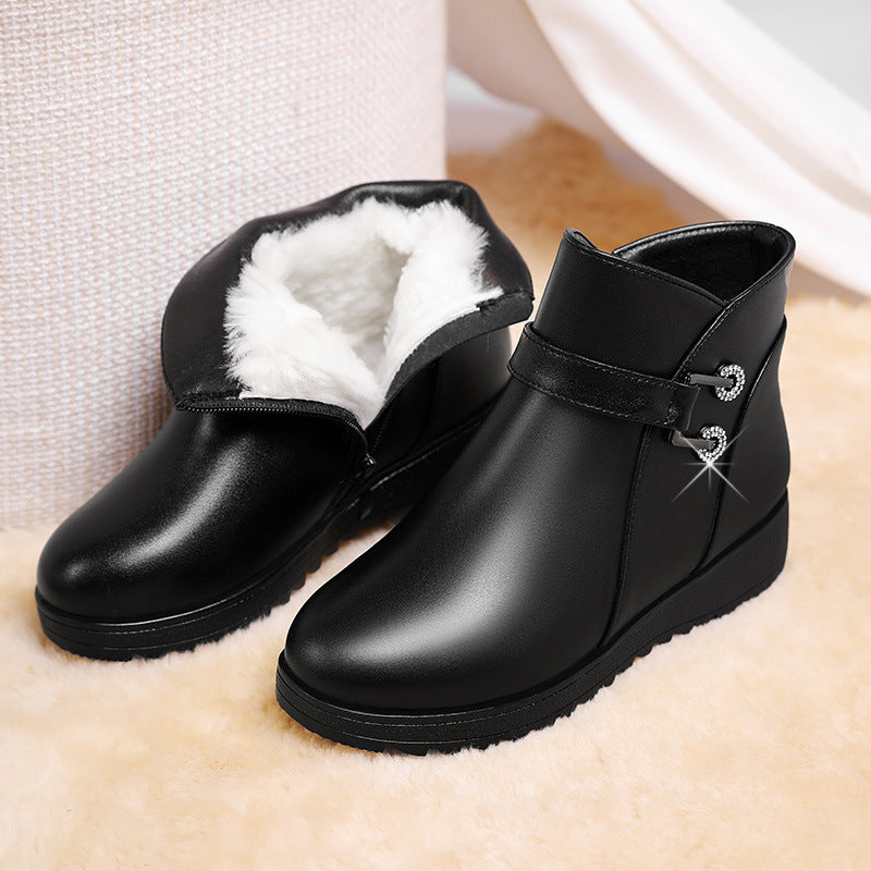 Soft-soled Non-slip Flat-bottomed Plus Velvet Women's Shoes - Enfance-Heureuse