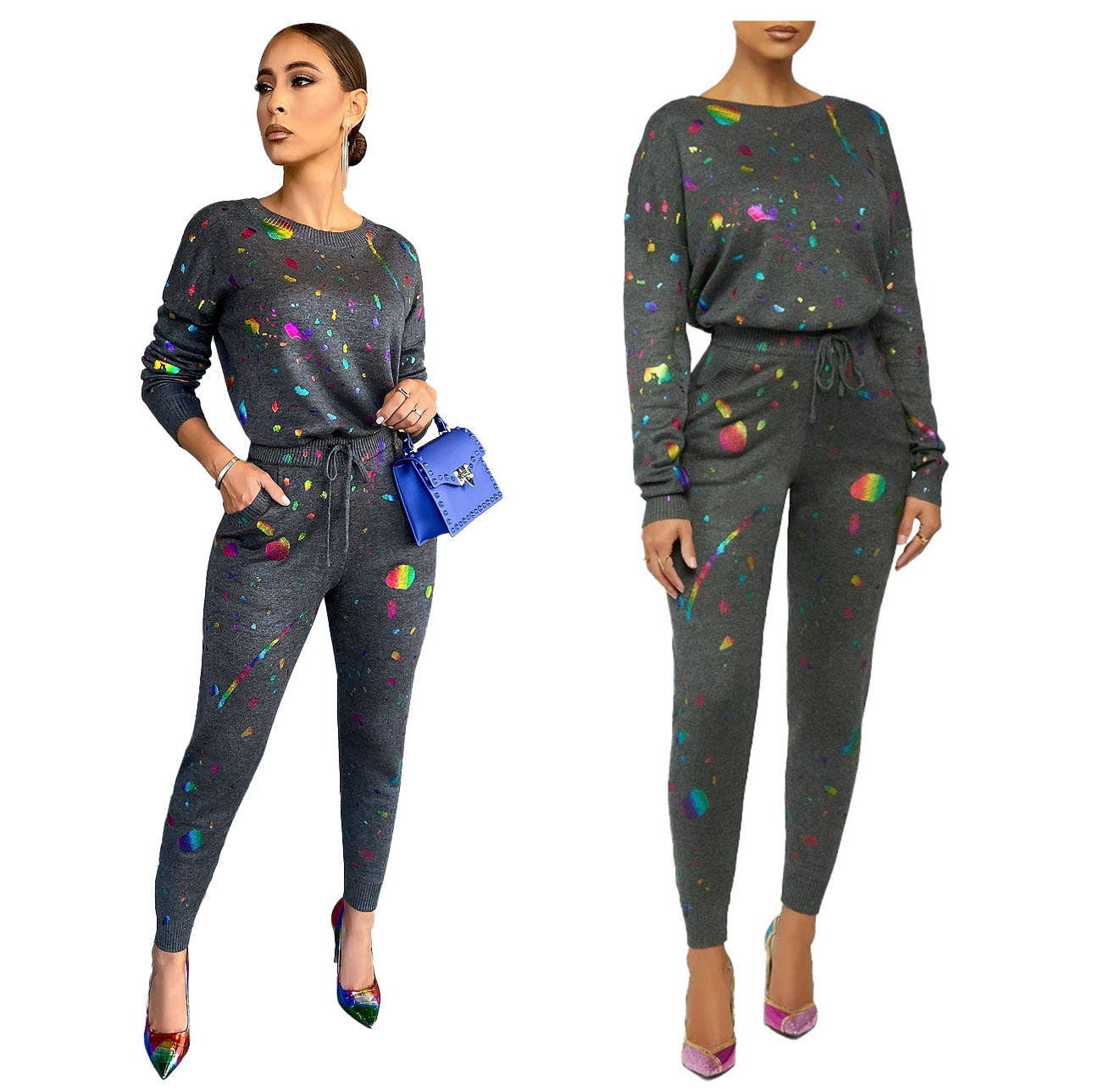 Casual Fashion Digital Printing Two Piece Set