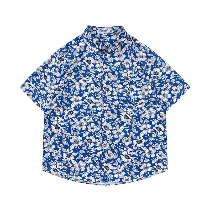 Retro Printed Shirt Short Sleeve Loose Design - Enfance-Heureuse